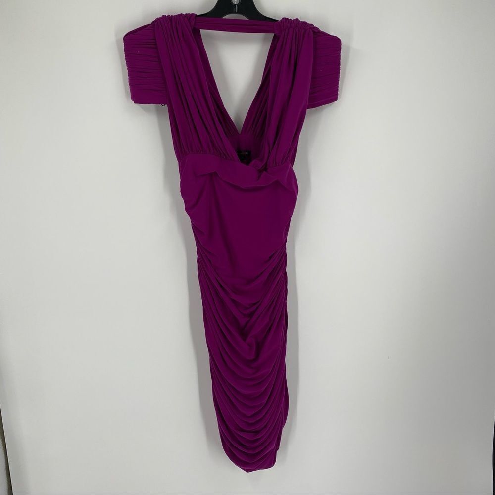 Marc Bouwer Purple Ruched Backless Bodycon Dress size 6